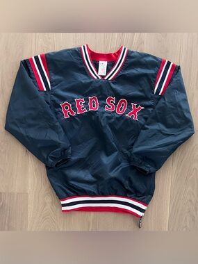 Vintage Youth Boston Red Sox MLB Baseball Pullover V-neck Windbreaker Jacket